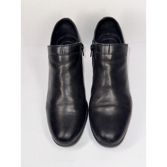 Born Black Leather Ankle Boot Shootie Bootie Block Heel Side Zip Classic Women 9 - Picture 7 of 16